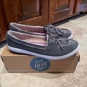 Kids Glimmer boat shoe, pewter.